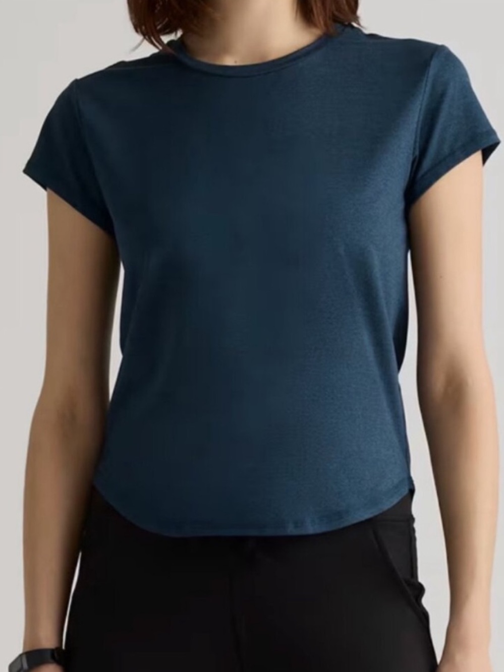 Quince Flowknit Breeze Navy Blue Short Sleeve Performance Tee Shirt - Picture 3 of 16